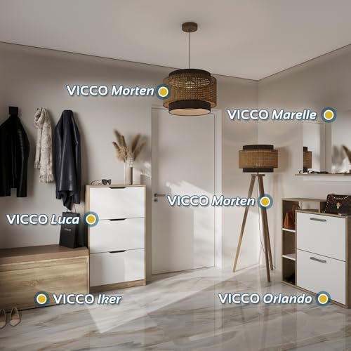 Vicco Schuhkipper Orlando, Weiß/Sonoma, 24.5 x 90 cm