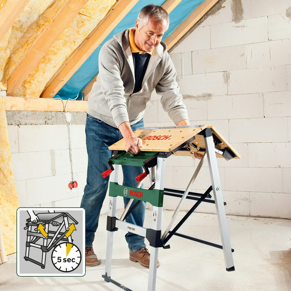 Bosch Arbeitstisch PWB 600 (4 Spannbacken, Karton, max. Tragfähigkeit: 200 kg)