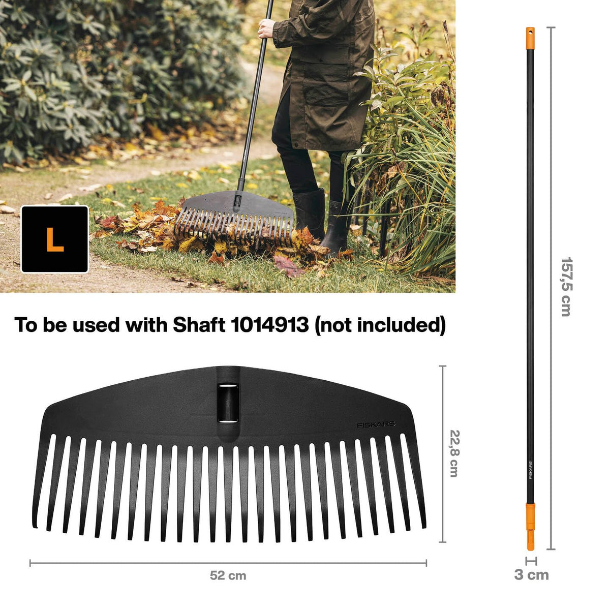 Solid Leaf Rake L Head Black