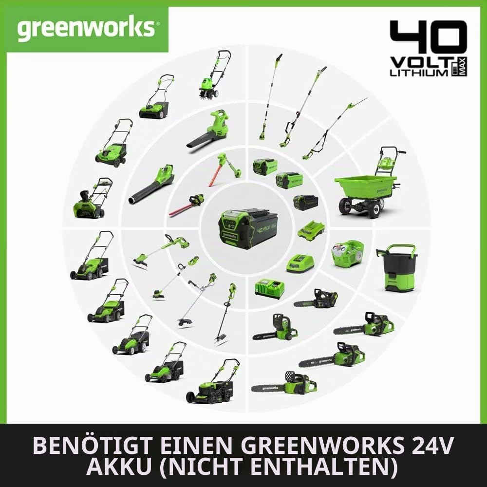 Greenworks 40V Akku Rasenlüfter , 3600 U/min, 36 cm Arbeitsbreite, 30 L Auffangbehälter OHNE Akku & Ladegerät, 3 Jahre Garantie G40DT35