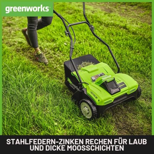 Greenworks 40V Akku Rasenlüfter , 3600 U/min, 36 cm Arbeitsbreite, 30 L Auffangbehälter OHNE Akku & Ladegerät, 3 Jahre Garantie G40DT35