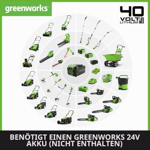 Greenworks 40V Akku Rasenlüfter , 3600 U/min, 36 cm Arbeitsbreite, 30 L Auffangbehälter OHNE Akku & Ladegerät, 3 Jahre Garantie G40DT35