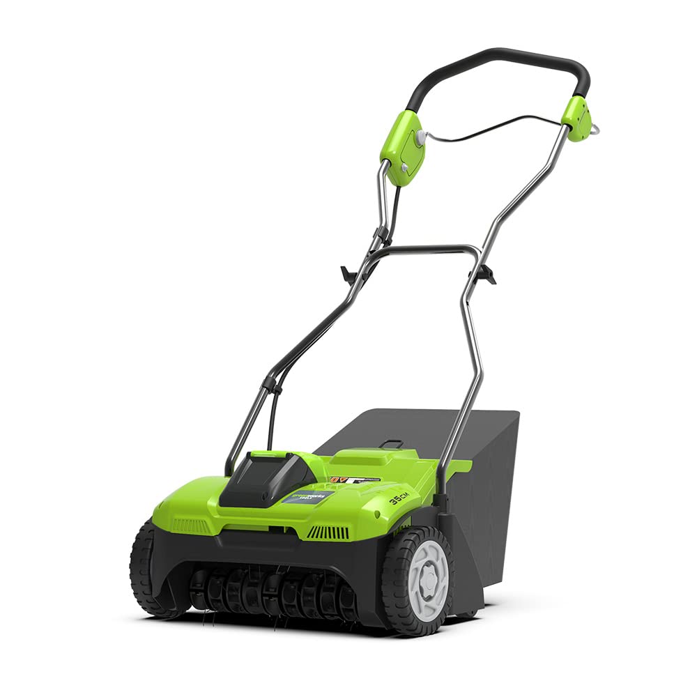 Greenworks 40V Akku Rasenlüfter , 3600 U/min, 36 cm Arbeitsbreite, 30 L Auffangbehälter OHNE Akku & Ladegerät, 3 Jahre Garantie G40DT35