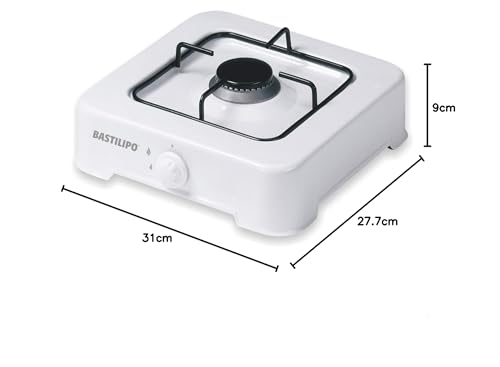 Bastilipo CG-100 Butan- oder Propan-Gaskocher, 1,9 W, Stahlgestell mit doppelter Emaille, Weiß