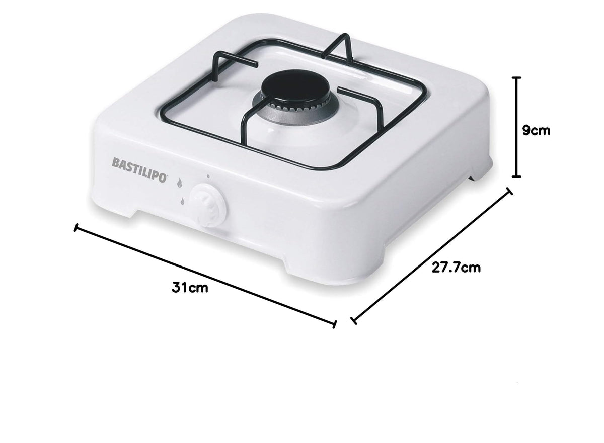 Bastilipo CG-100 Butan- oder Propan-Gaskocher, 1,9 W, Stahlgestell mit doppelter Emaille, Weiß