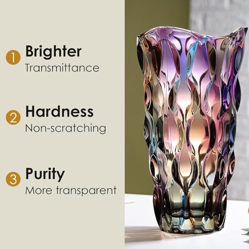 CEMABT 24 cm Blumenvase 3.4 lbs Thickened Vase für Tulpen- Geschenke für Mama zum Geburtstag,Geschenkideen Mutter Glasvase für Blumen Klarglasvase Dekorativ für Hochzeiten(Farbig Akzentuieren)