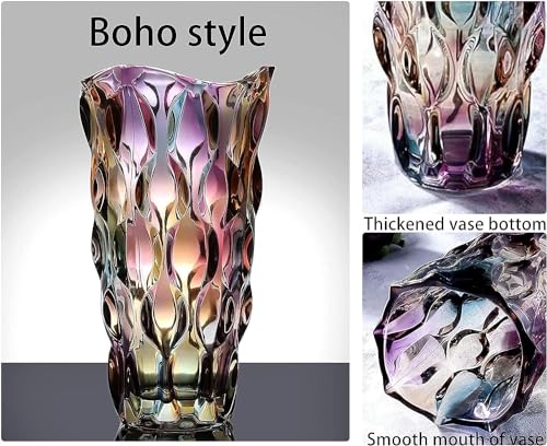 CEMABT 24 cm Blumenvase 3.4 lbs Thickened Vase für Tulpen- Geschenke für Mama zum Geburtstag,Geschenkideen Mutter Glasvase für Blumen Klarglasvase Dekorativ für Hochzeiten(Farbig Akzentuieren)
