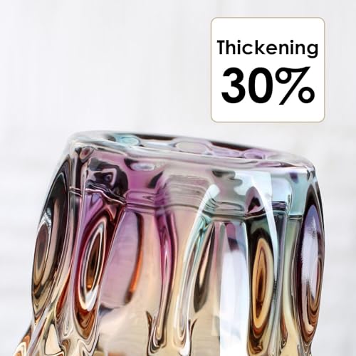 CEMABT 24 cm Blumenvase 3.4 lbs Thickened Vase für Tulpen- Geschenke für Mama zum Geburtstag,Geschenkideen Mutter Glasvase für Blumen Klarglasvase Dekorativ für Hochzeiten(Farbig Akzentuieren)