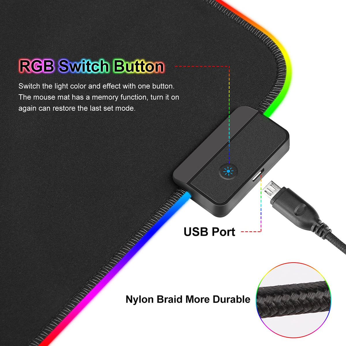 Gaming Mauspad RGB Mousepad 800x300mm XXL Gaming Mousepad groß mit 14 Beleuchtungs Modi 7 LED Farben Wasserdicht Anti Rutsch für Computer PC Professionelle Gamer, Schwarz