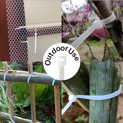 DUNSOO Kabelbinder, Kabelbinder Weiß Set, Kabelbinder UV Beständig Temperaturbeständig, Chemische Resistenz Heavy Duty Starke Zip Ties