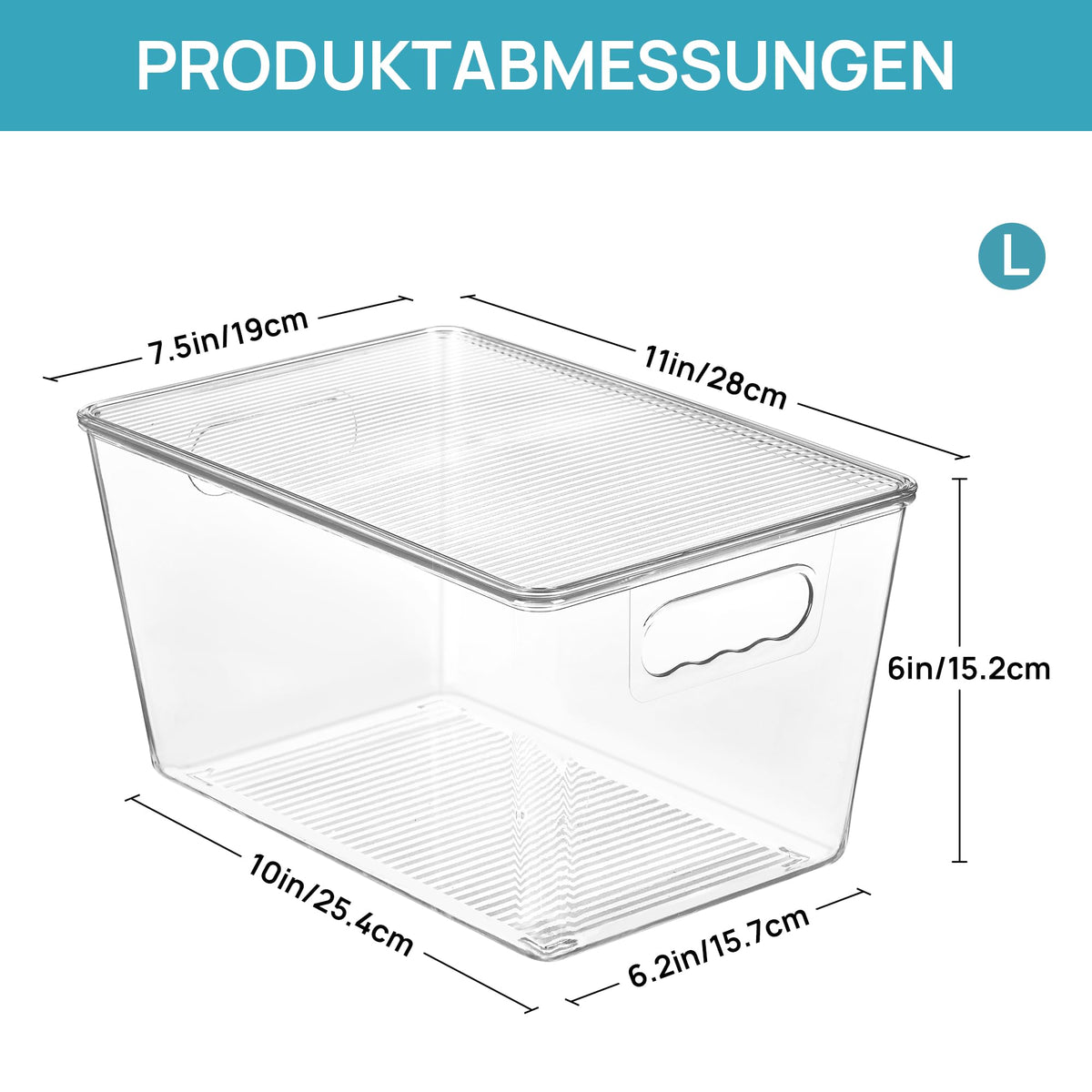 Vtopmart 6 Stück Aufbewahrungsboxen mit Deckel, Ordnungsboxen Stapelboxen-L