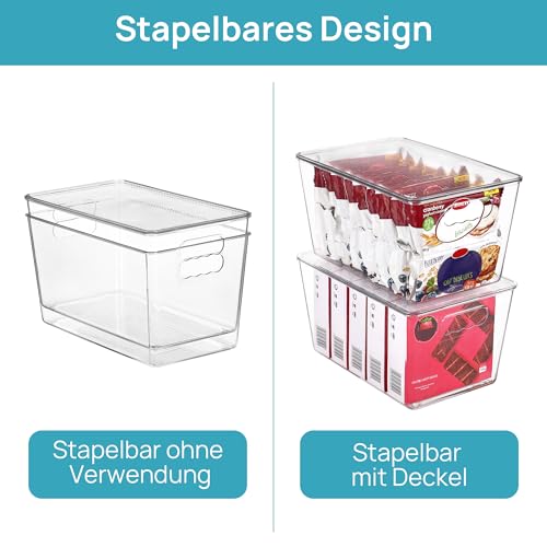 Vtopmart 6 Stück Aufbewahrungsboxen mit Deckel, Ordnungsboxen Stapelboxen-L