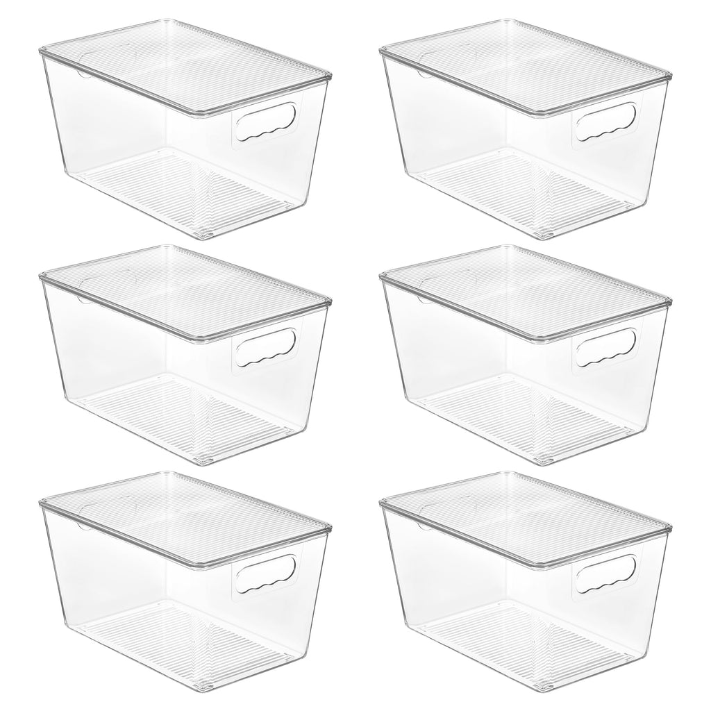 Vtopmart 6 Stück Aufbewahrungsboxen mit Deckel, Ordnungsboxen Stapelboxen-L