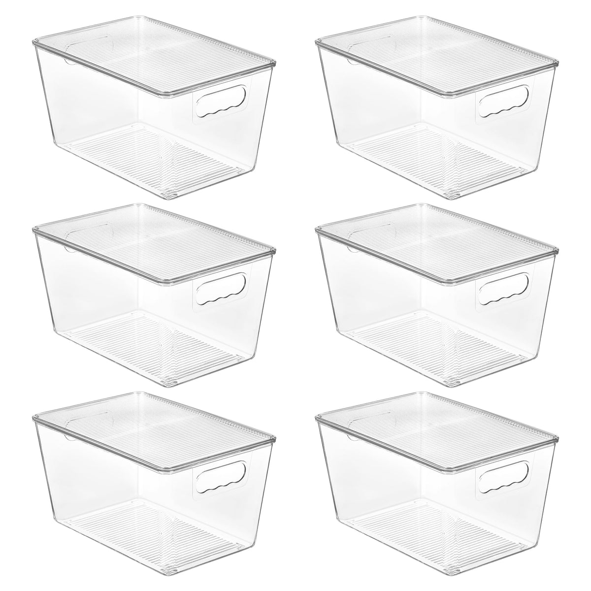 Vtopmart 6 Stück Aufbewahrungsboxen mit Deckel, Ordnungsboxen Stapelboxen-L