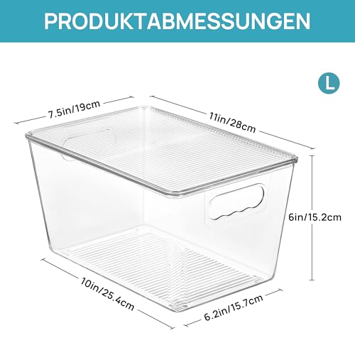 Vtopmart 6 Stück Aufbewahrungsboxen mit Deckel, Ordnungsboxen Stapelboxen-L