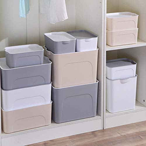 VIDOO S/M/L Größe multifunktionale Aufbewahrungsbox Kunststoff Aufbewahrungskörbe Kleidung Spielzeug Sundries Container Desktop Bücher Dateien Dokumente Organizer - Weiß - S