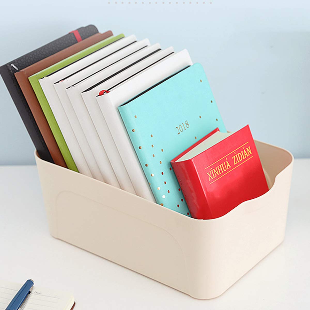 VIDOO S/M/L Größe multifunktionale Aufbewahrungsbox Kunststoff Aufbewahrungskörbe Kleidung Spielzeug Sundries Container Desktop Bücher Dateien Dokumente Organizer - Weiß - S