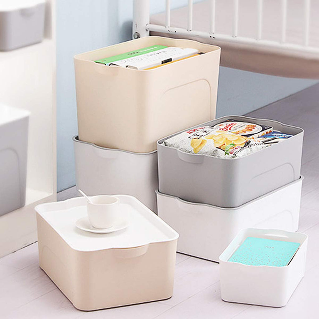 VIDOO S/M/L Größe multifunktionale Aufbewahrungsbox Kunststoff Aufbewahrungskörbe Kleidung Spielzeug Sundries Container Desktop Bücher Dateien Dokumente Organizer - Weiß - S