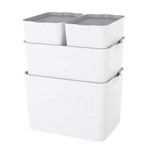 VIDOO S/M/L Größe multifunktionale Aufbewahrungsbox Kunststoff Aufbewahrungskörbe Kleidung Spielzeug Sundries Container Desktop Bücher Dateien Dokumente Organizer - Weiß - S