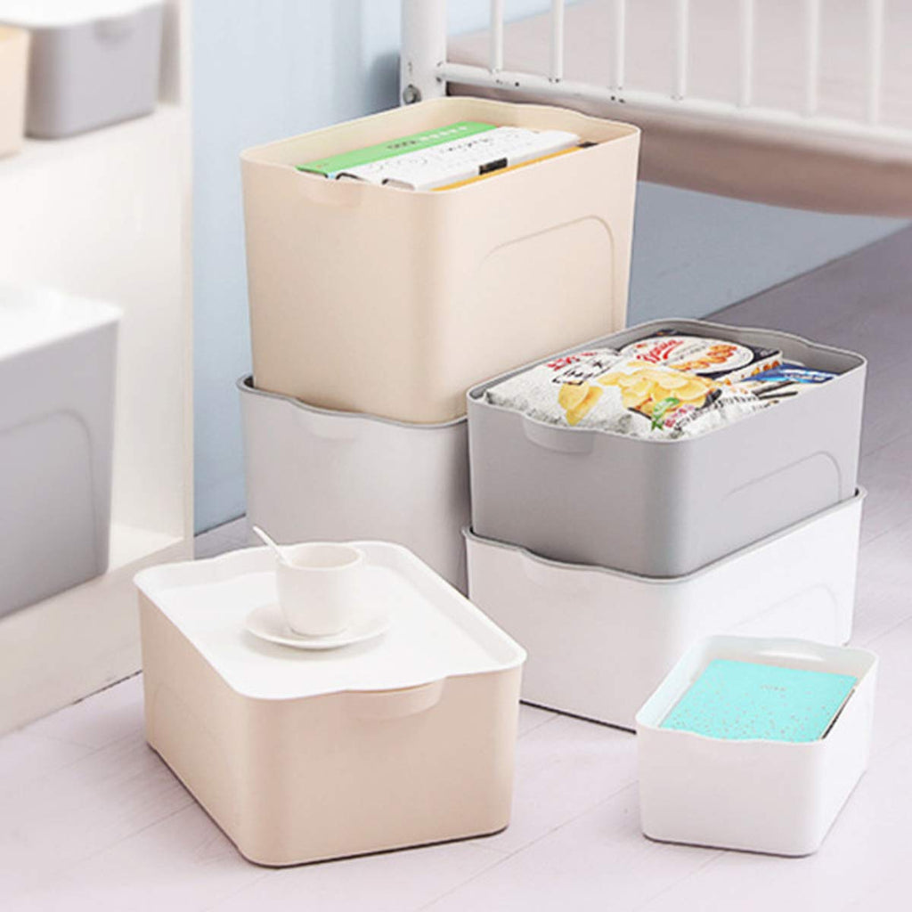 VIDOO S/M/L Größe multifunktionale Aufbewahrungsbox Kunststoff Aufbewahrungskörbe Kleidung Spielzeug Sundries Container Desktop Bücher Dateien Dokumente Organizer - Weiß - S