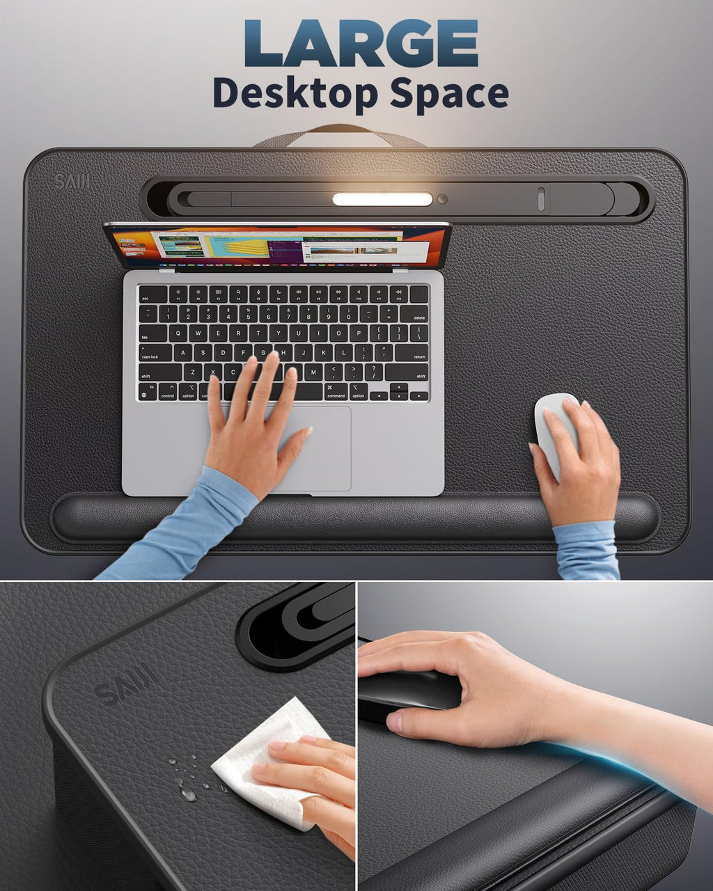 SAIJI laptopkissen mit LED-Licht, Verbesserter Laptop Ständer Bett