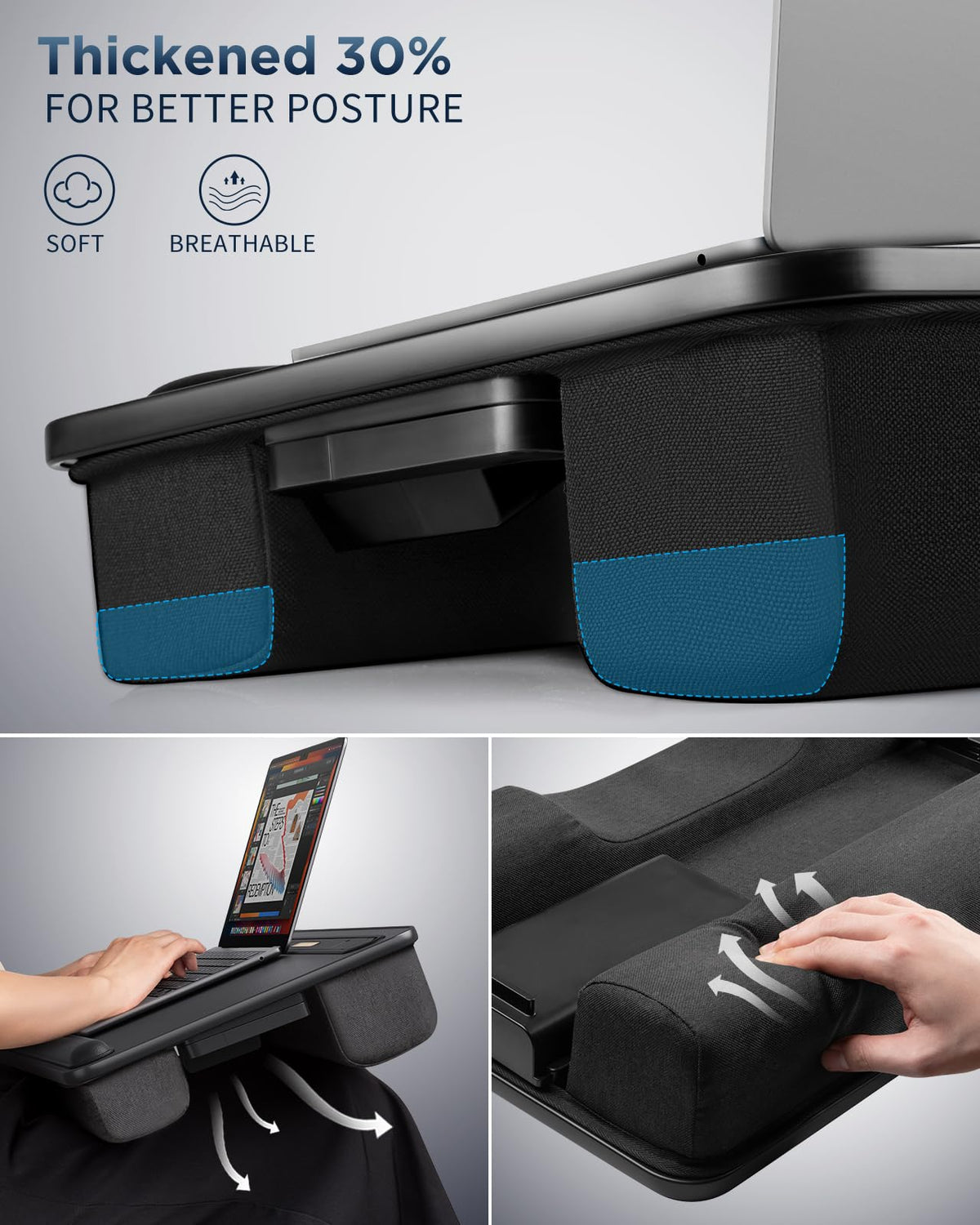 SAIJI laptopkissen mit LED-Licht, Verbesserter Laptop Ständer Bett