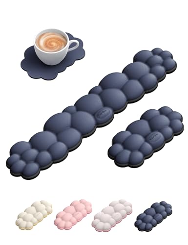 VAYDEER Handgelenkauflagen-Set für Tastatur und Maus, Blau-Schwarz