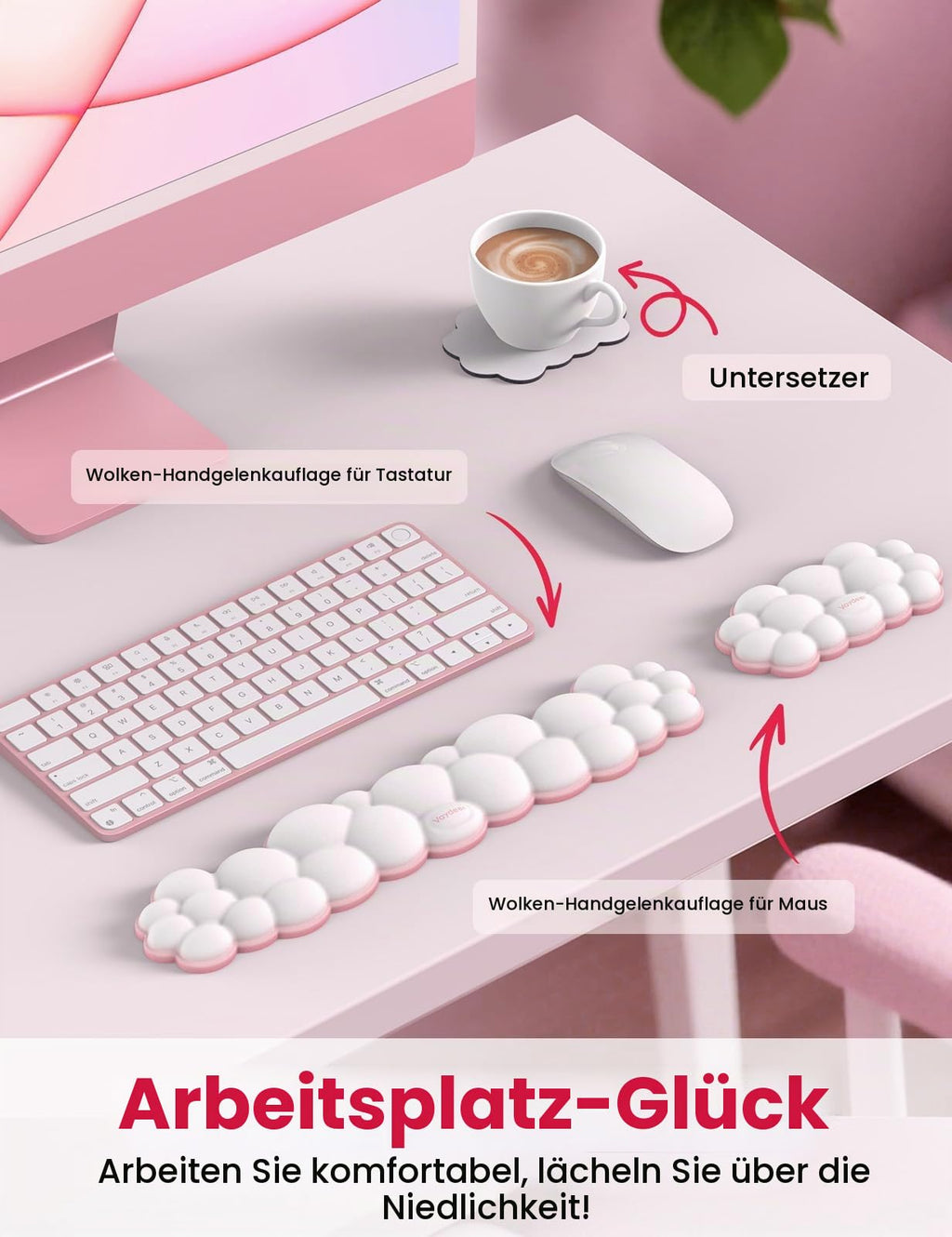 VAYDEER Handgelenkauflagen-Set für Tastatur und Maus, Blau-Schwarz