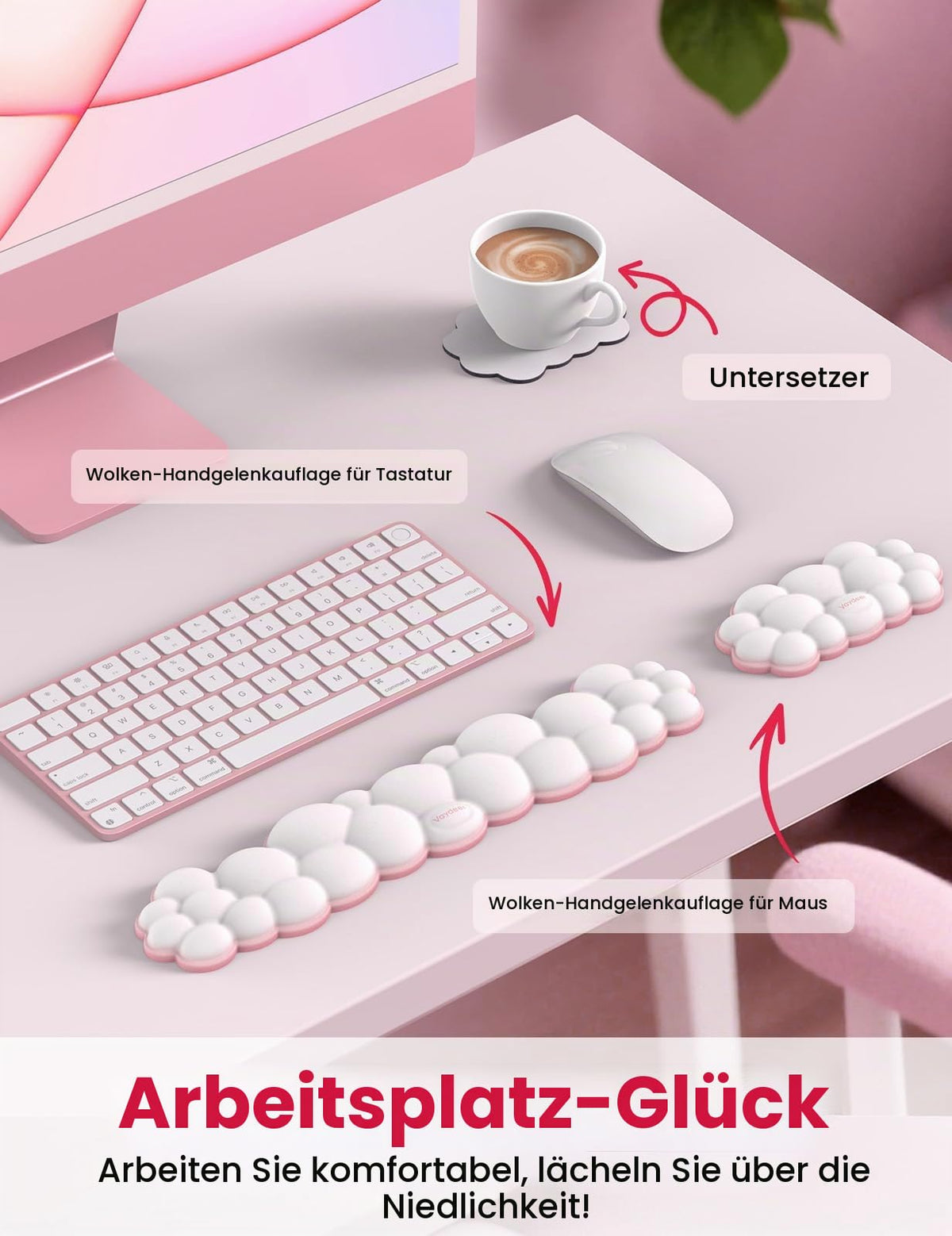 VAYDEER Handgelenkauflagen-Set für Tastatur und Maus, Blau-Schwarz
