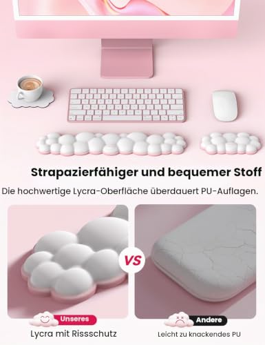 VAYDEER Handgelenkauflagen-Set für Tastatur und Maus, Blau-Schwarz