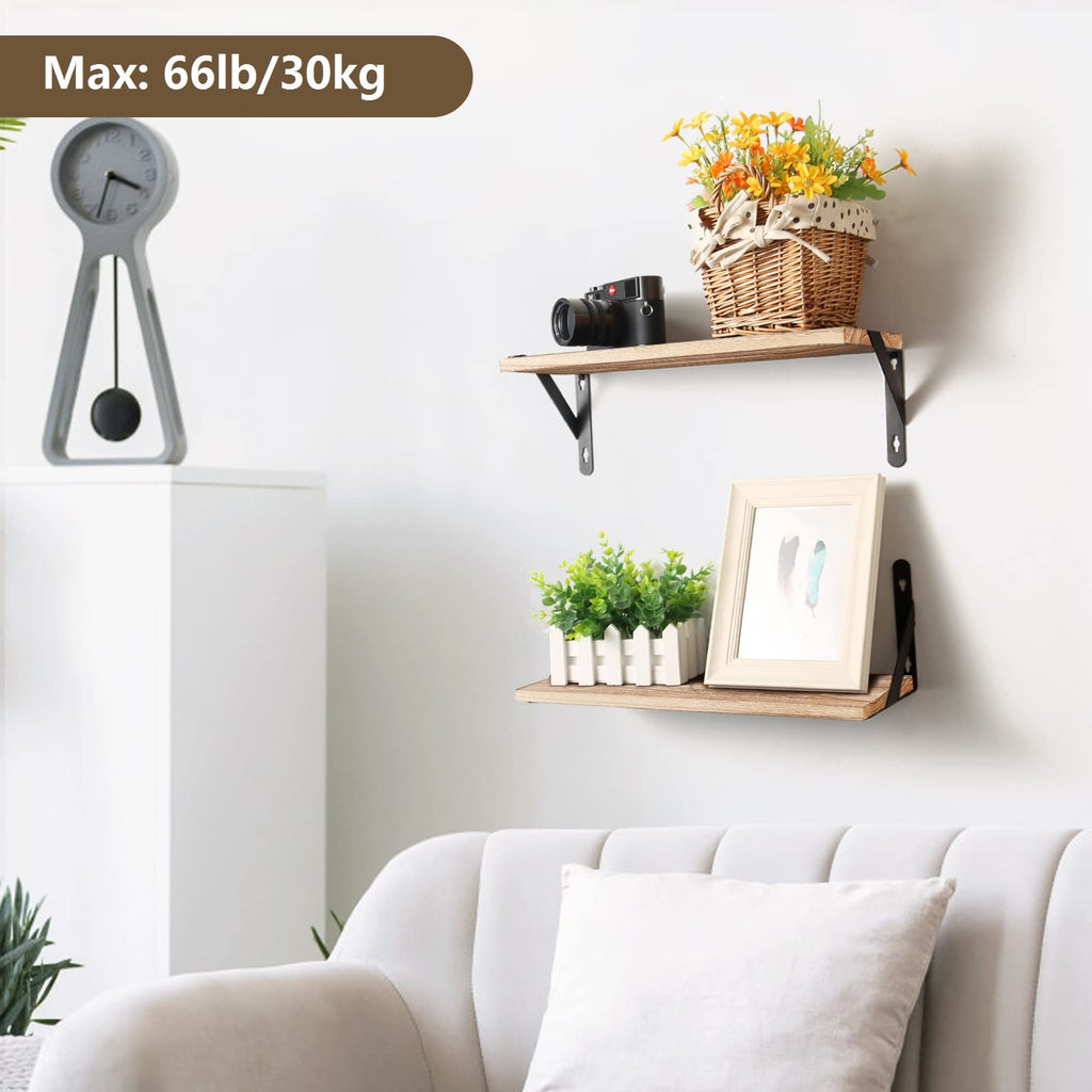 AGM Wandregal Holz, Regal Wand 2er Set, Dekorativ Regale für Wände, Tiefe 15cm, Länge 42.5cm Wandboard für Wohnzimmer, Schlafzimmer, Badezimmer, Küche, Büro