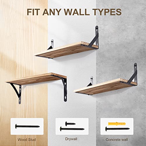 AGM Wandregal Holz, Regal Wand 2er Set, Dekorativ Regale für Wände, Tiefe 15cm, Länge 42.5cm Wandboard für Wohnzimmer, Schlafzimmer, Badezimmer, Küche, Büro