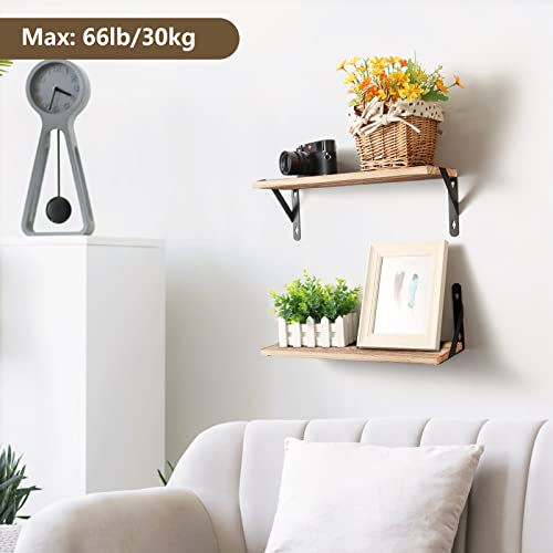 AGM Wandregal Holz, Regal Wand 2er Set, Dekorativ Regale für Wände, Tiefe 15cm, Länge 42.5cm Wandboard für Wohnzimmer, Schlafzimmer, Badezimmer, Küche, Büro