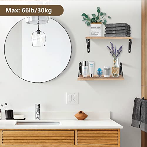 AGM Wandregal Holz, Regal Wand 2er Set, Dekorativ Regale für Wände, Tiefe 15cm, Länge 42.5cm Wandboard für Wohnzimmer, Schlafzimmer, Badezimmer, Küche, Büro