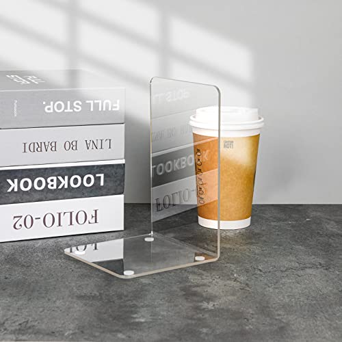 Buchstütze, Hiziwimi 8PCS Transparente Acryl Buchstützen mit rutschfesten Aufklebern, 4 Paare Bücherstütze für Schlafzimmer, Bibliothek, Büro, Schule und Schreibtisch-Organizer, Dekoration, Geschenk