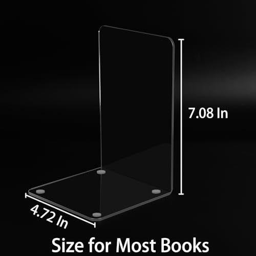 Buchstütze, Hiziwimi 8PCS Transparente Acryl Buchstützen mit rutschfesten Aufklebern, 4 Paare Bücherstütze für Schlafzimmer, Bibliothek, Büro, Schule und Schreibtisch-Organizer, Dekoration, Geschenk