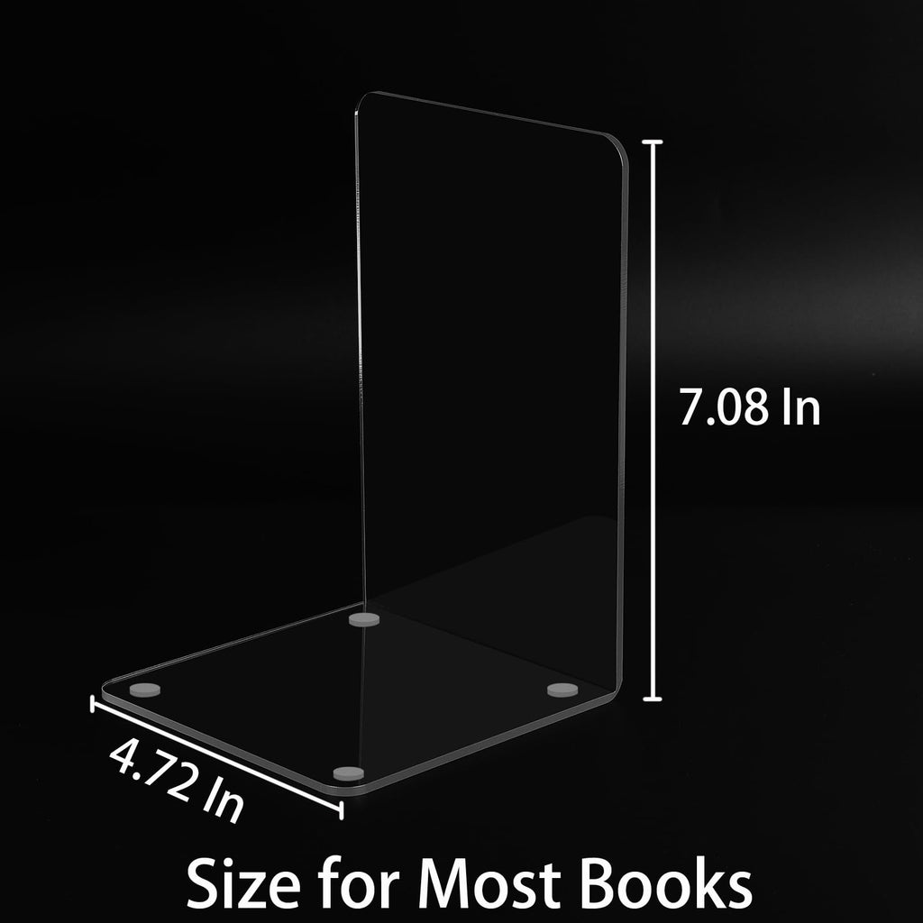 Buchstütze, Hiziwimi 8PCS Transparente Acryl Buchstützen mit rutschfesten Aufklebern, 4 Paare Bücherstütze für Schlafzimmer, Bibliothek, Büro, Schule und Schreibtisch-Organizer, Dekoration, Geschenk