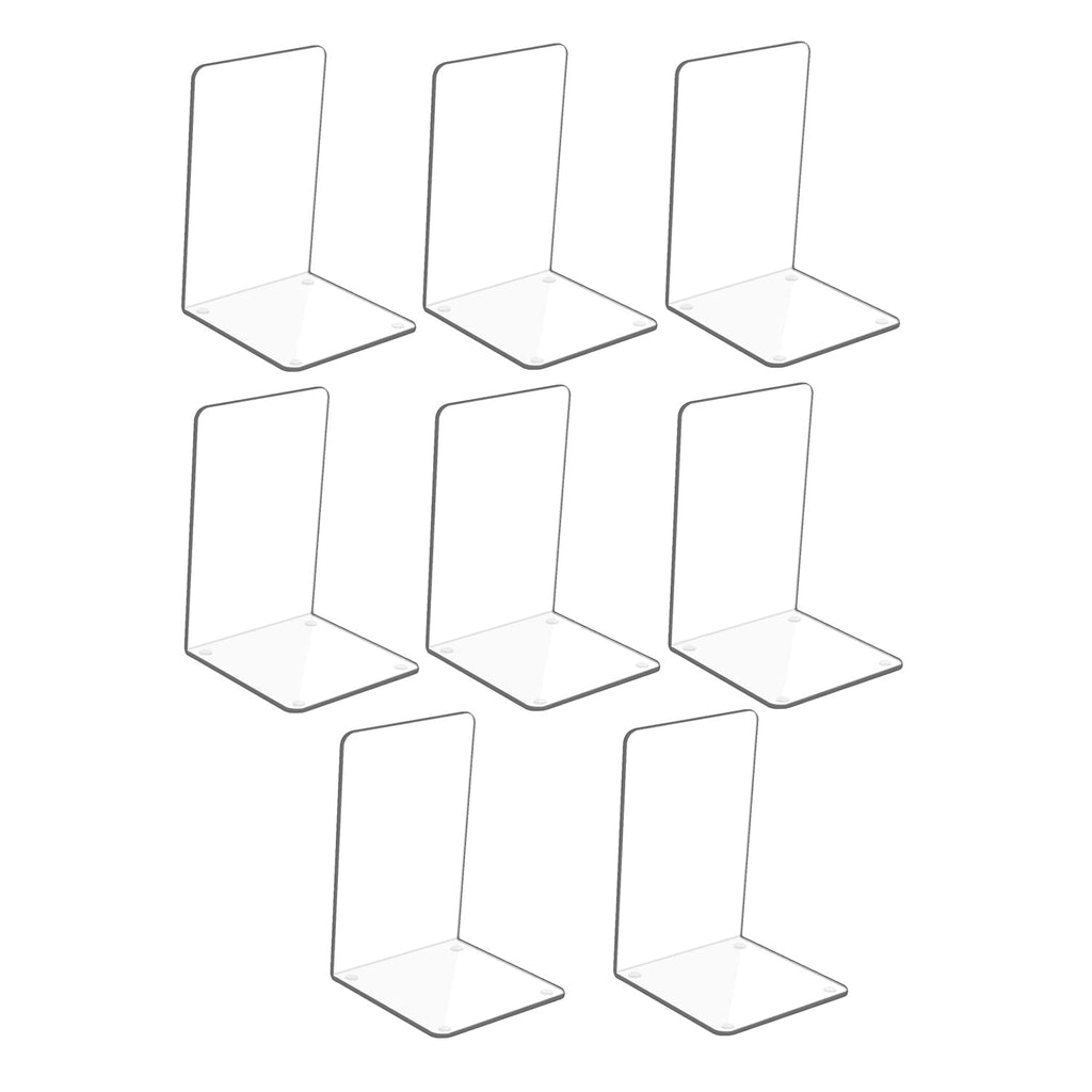 Buchstütze, Hiziwimi 8PCS Transparente Acryl Buchstützen mit rutschfesten Aufklebern, 4 Paare Bücherstütze für Schlafzimmer, Bibliothek, Büro, Schule und Schreibtisch-Organizer, Dekoration, Geschenk