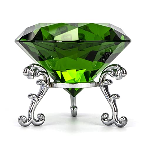 60mm Grün Kristall Diamant Briefbeschwerer Glas w Ständer Hochzeit Geschenk