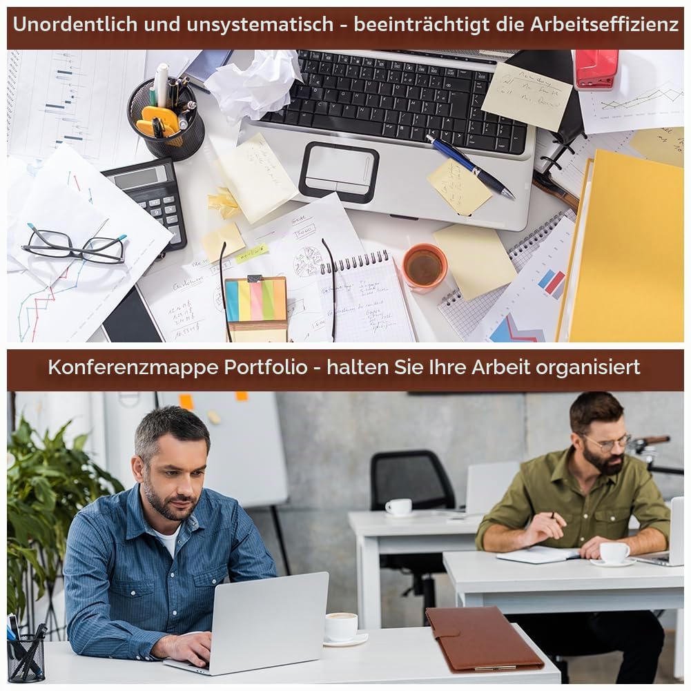 OFFCUP Schreibmappe A4 Konferenzmappe PU Kunstleder Klemmbrettmappe