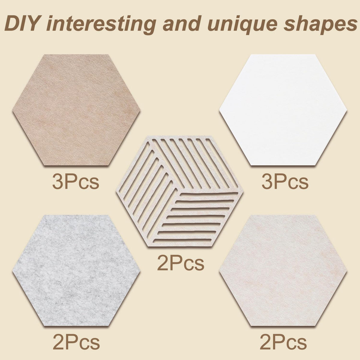 Acidea 12 Stück Filz Pinnwand Sechseckig, Selbstklebende DIY Pinnwand Kork mit 50 Stück Durchsichtig Pushpins, Hexagon-Memoboard für Büro, Home, Schlafzimmer, Wanddekoration