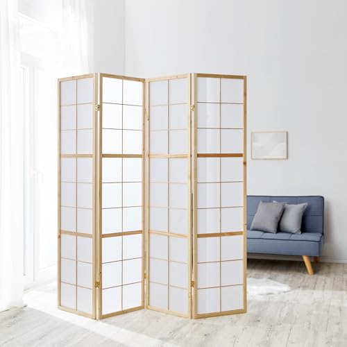 Homestyle4u Paravent Holz 4 teilig Raumteiler Innen Raumtrenner Stellwand Sichtschutz 175 cm