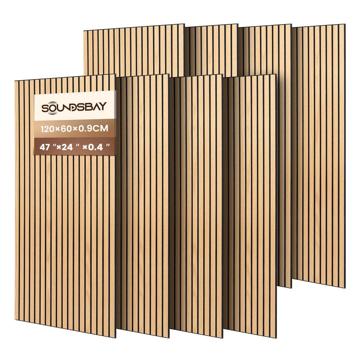 Soundsbay Akustikpaneele Selbstklebend 5.76 ㎡-8 Stück 120×60×0.9cm Oak