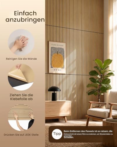 Soundsbay Akustikpaneele Selbstklebend 5.76 ㎡-8 Stück 120×60×0.9cm Oak