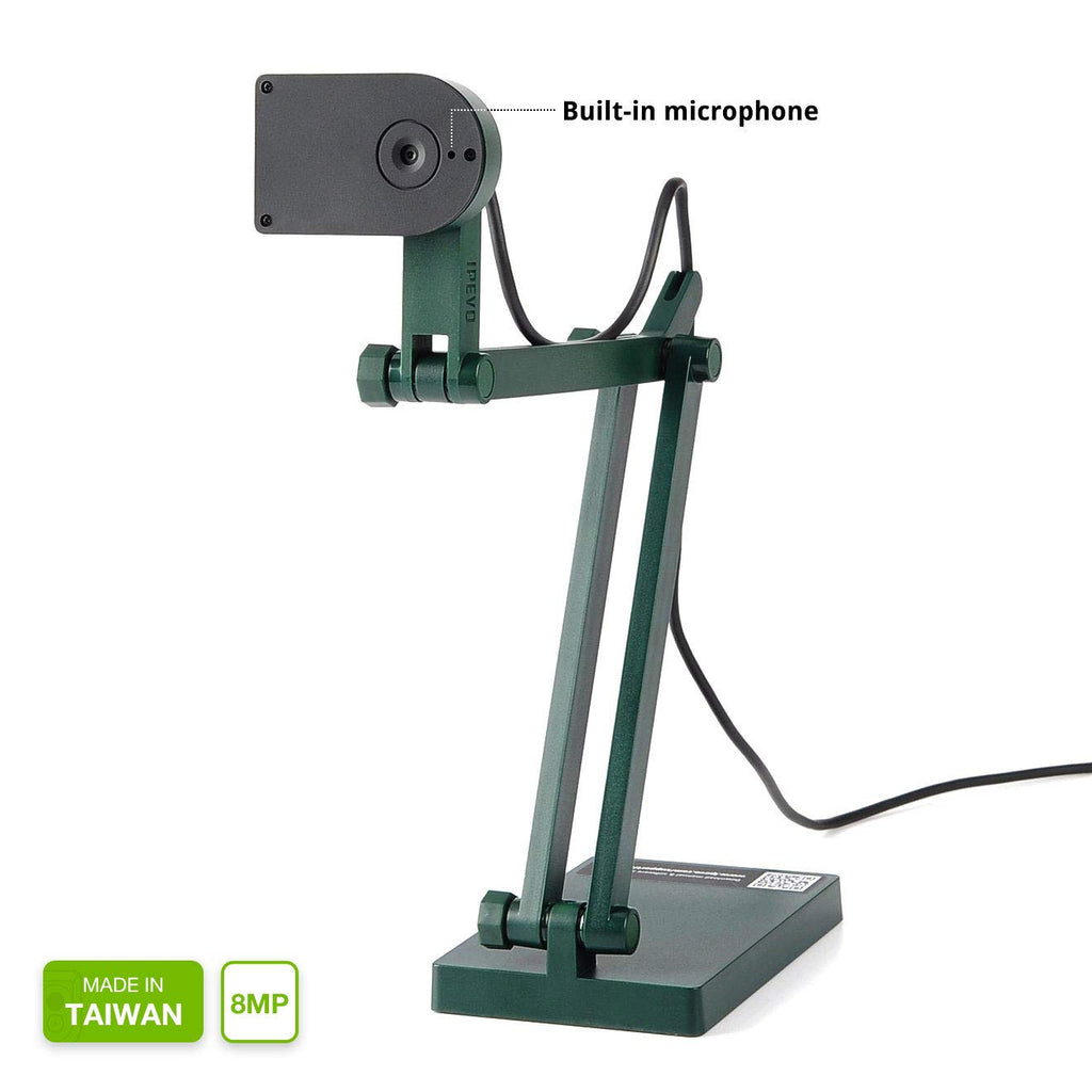 IPEVO V4K Ultra High Definition 8MP USB-Dokumentenkamera - Mac OS, Windows, Chromebook, Zoom, Microsoft Teams, OBS für Live-Demo, Webkonferenzen, Fernunterricht