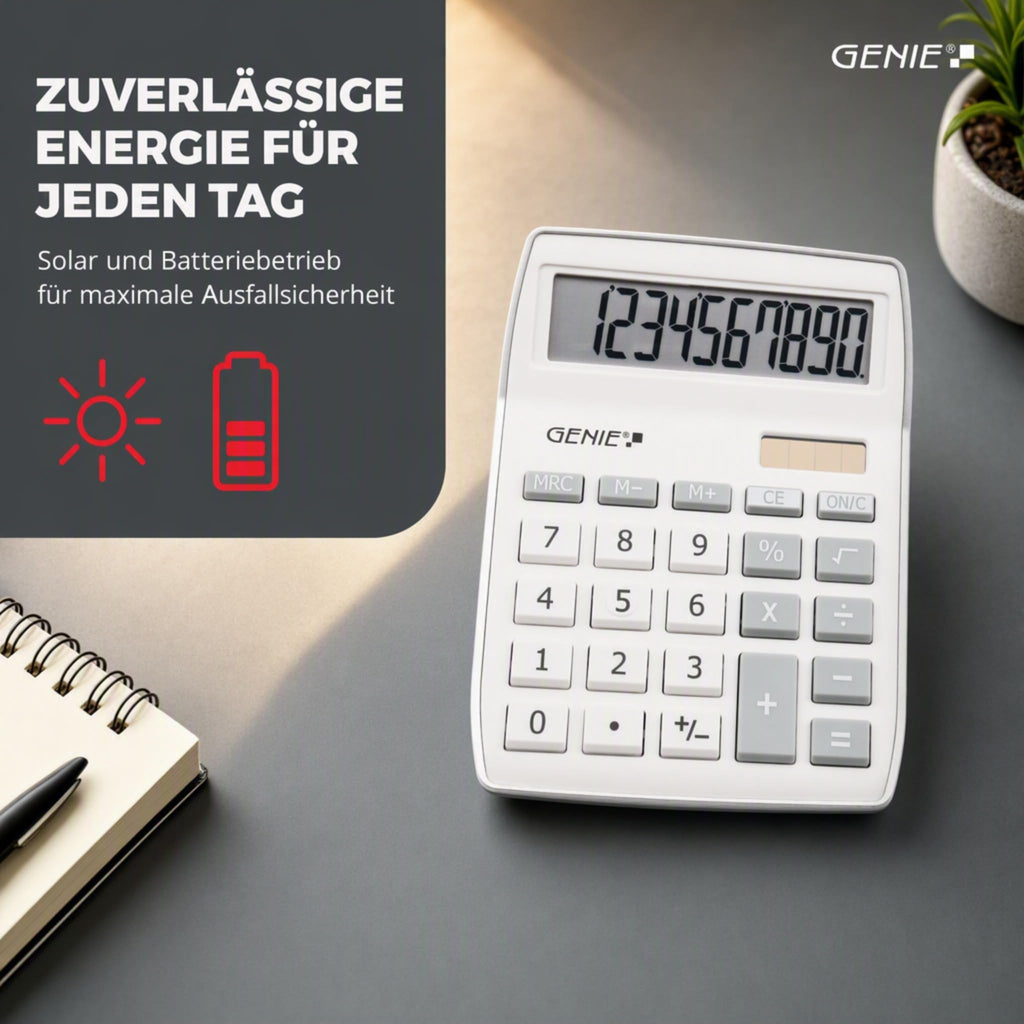GENIE 840 S Tischrechner Dual-Power, Solar & Batterie, 10-stellig