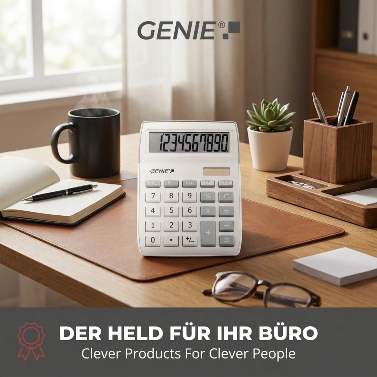 GENIE 840 S Tischrechner Dual-Power, Solar & Batterie, 10-stellig