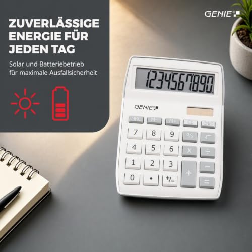 GENIE 840 S Tischrechner Dual-Power, Solar & Batterie, 10-stellig