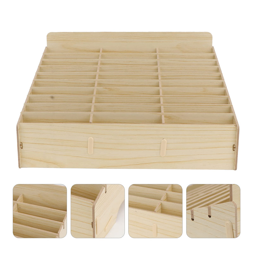 30 Gitter Handygarage Schule, Handy Hotel Aufbewahrungsbox Holz, Multi-Grid-Aufbewahrungsbox FüR Mobiltelefone, Klassenzimmer, BüRo, Schule (Wood color, 30 Grid)