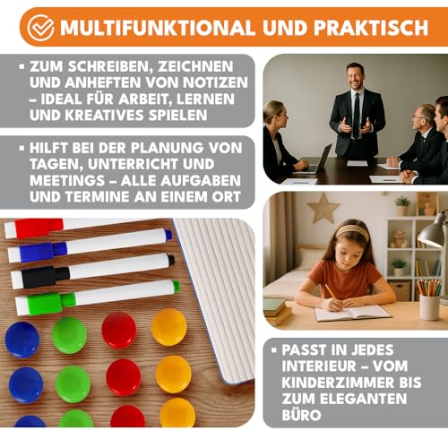 KRUMAD Whiteboard Magnetisch, Magnettafel, Schreibtafel mit Metallrahmen